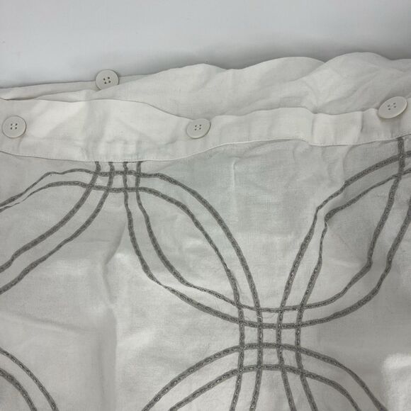 Restoration Hardware Baby Child Duvet Cover 2 Shams Gray White Embroidered Full - Picture 3 of 13